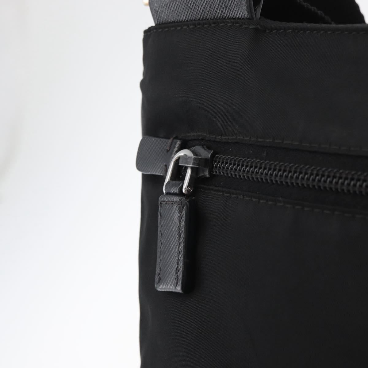 PRADA Shoulder Bag Nylon Black Silver Auth ep14418A