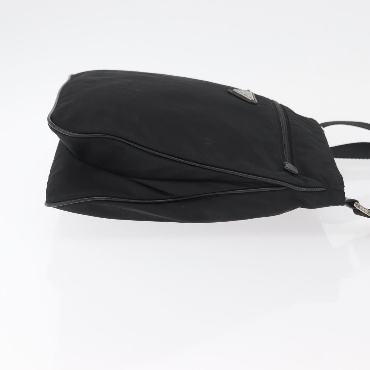 PRADA Shoulder Bag Nylon Black Silver Auth ep14418A
