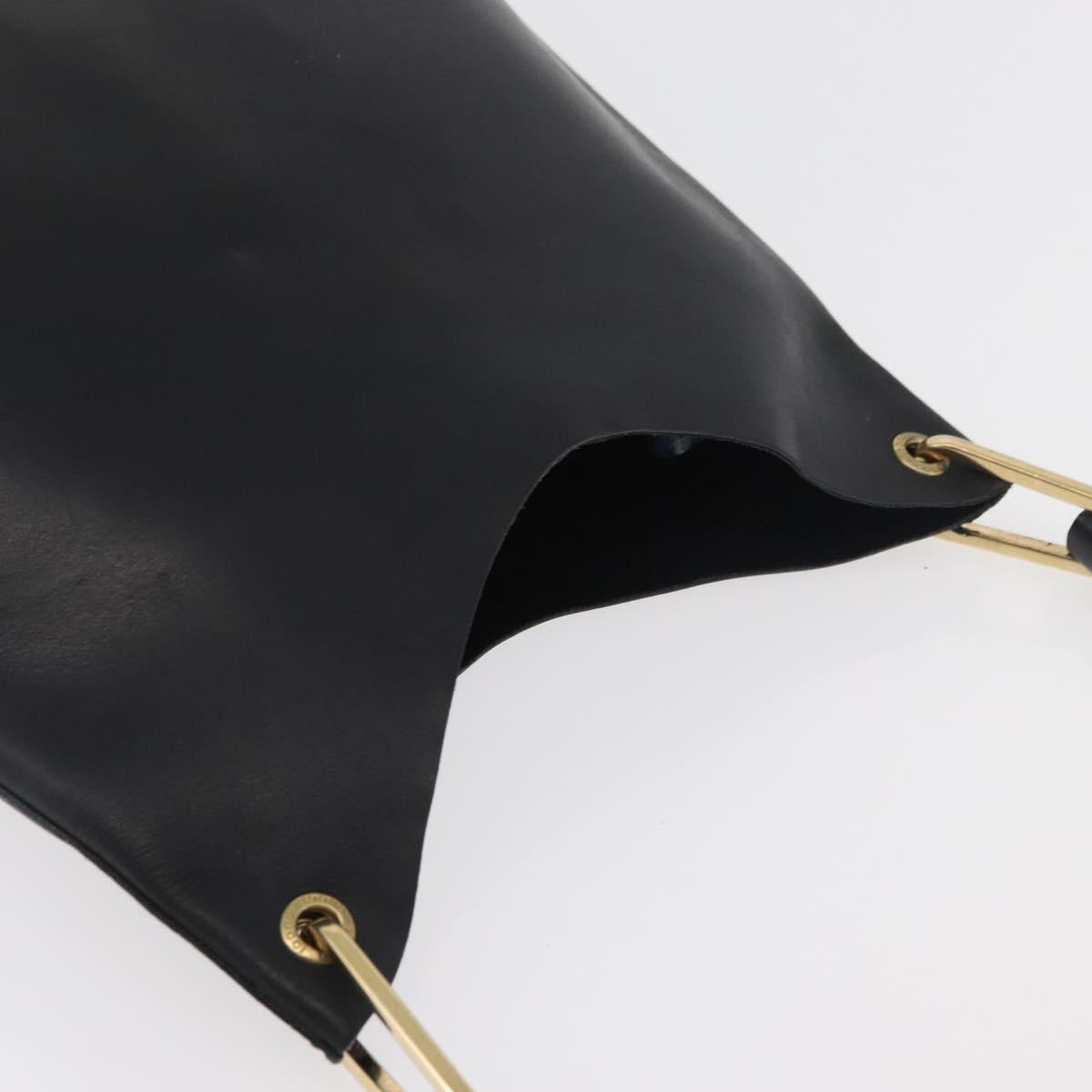GUCCI Bamboo Shoulder Bag Leather Black Gold 001 2058 1880 0 Auth ep14420