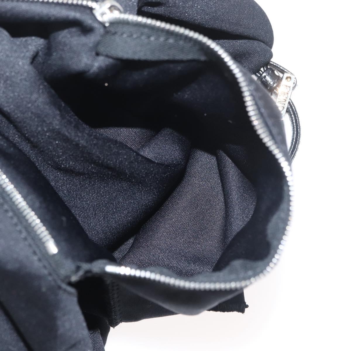 FENDI Shoulder Bag Nylon Black Silver Auth ep14422