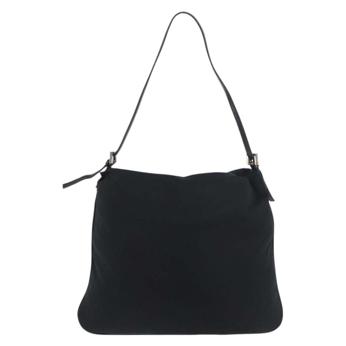 FENDI Shoulder Bag Nylon Black Silver Auth ep14422