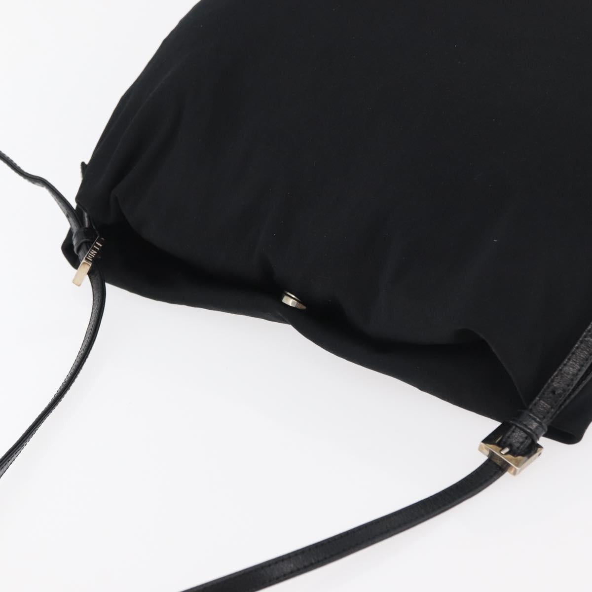 FENDI Shoulder Bag Nylon Black Silver Auth ep14422