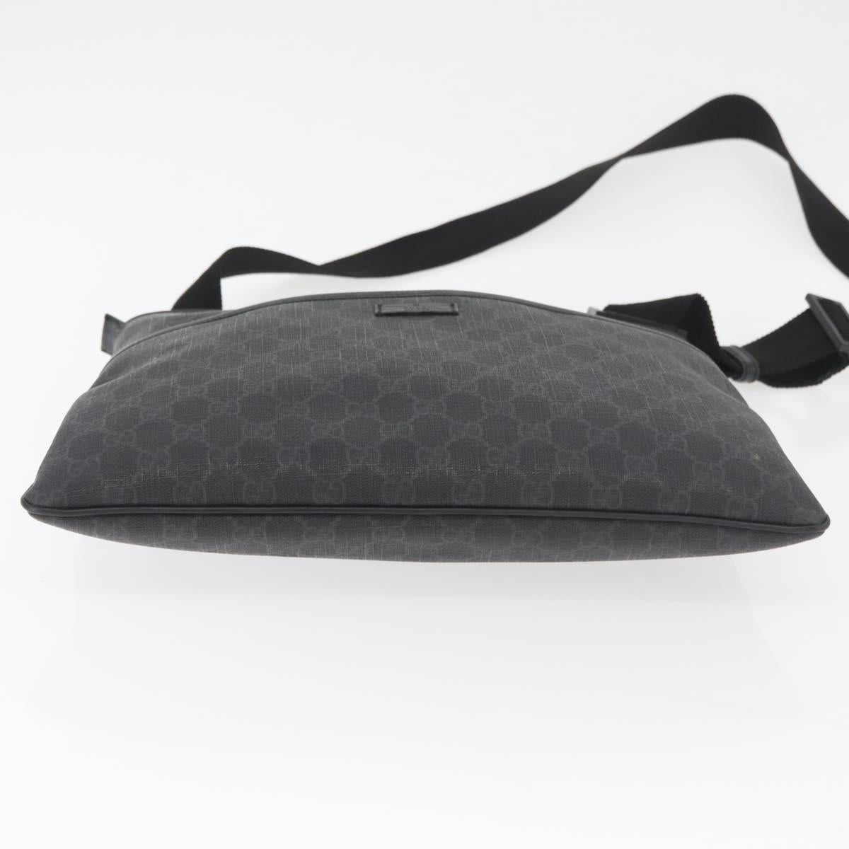 GUCCI GG Supreme Shoulder Bag PVC Black Silver 162904 Auth ep14425