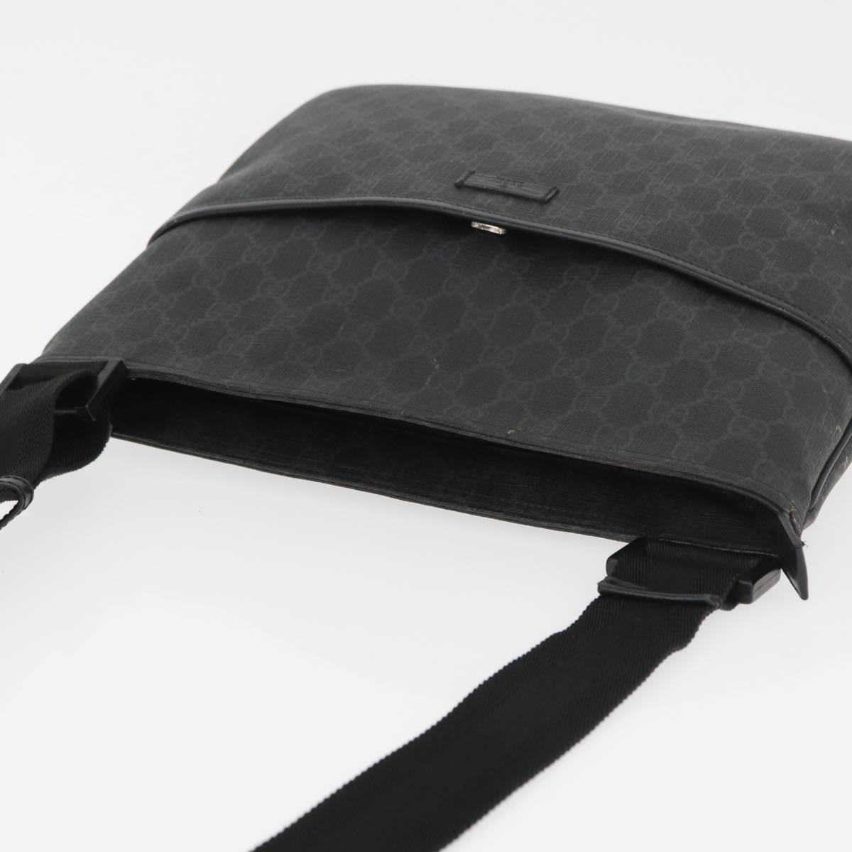 GUCCI GG Supreme Shoulder Bag PVC Black Silver 162904 Auth ep14425