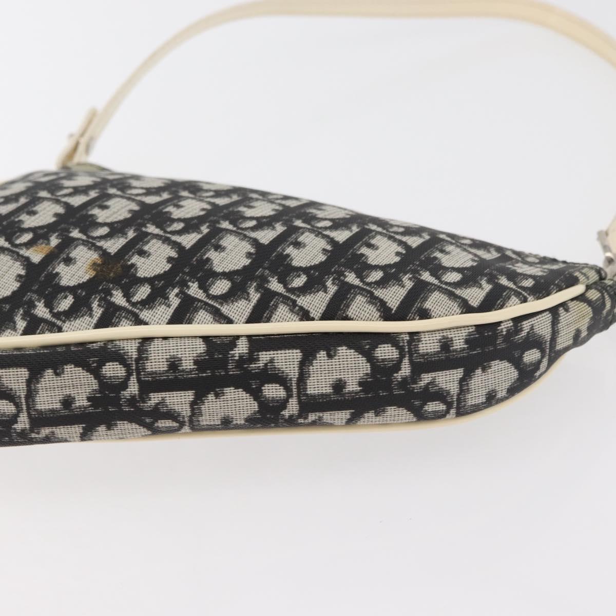 Christian Dior Trotter Canvas Saddle Pouch PVC Black Silver Auth ep14436