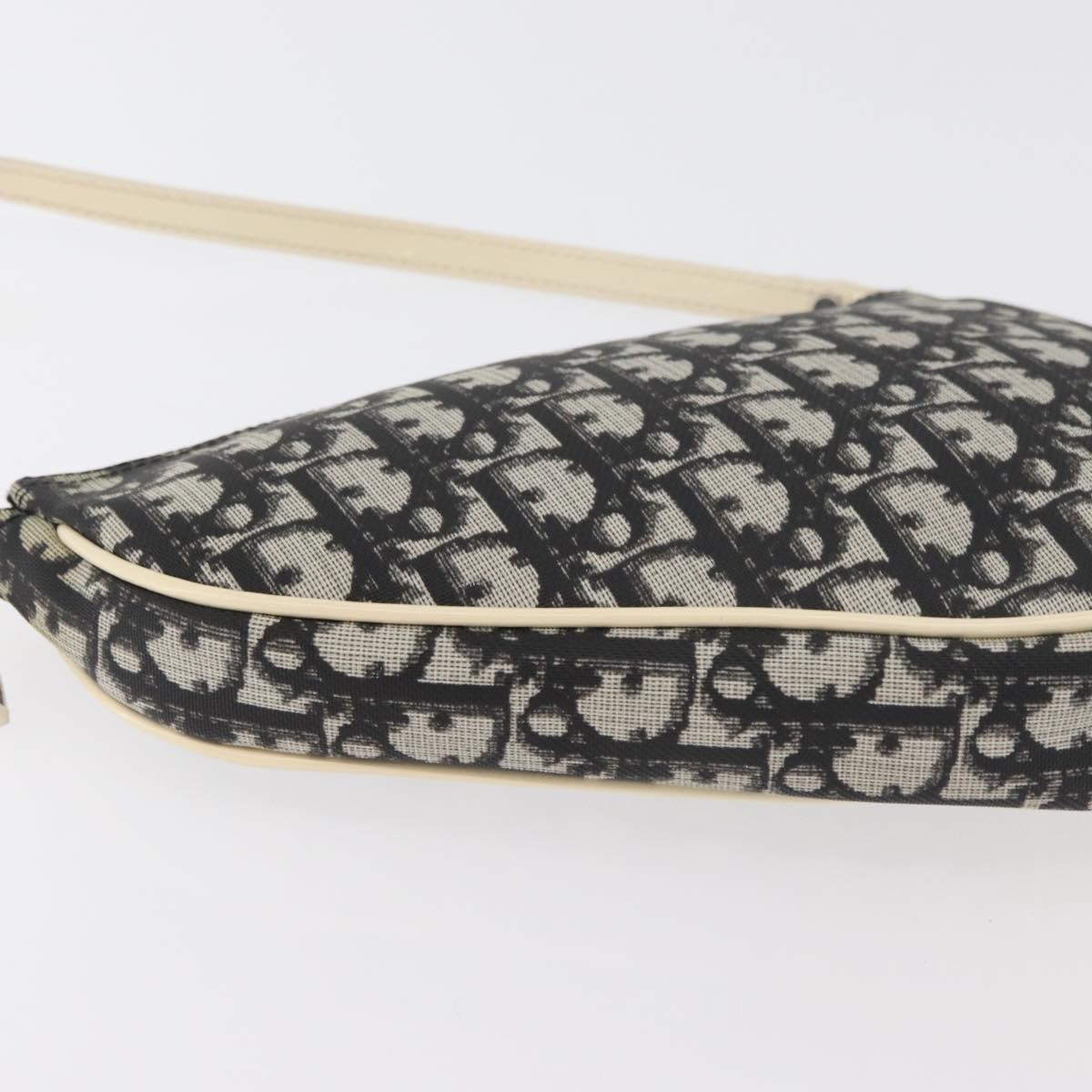 Christian Dior Trotter Canvas Saddle Pouch PVC Black Silver Auth ep14436