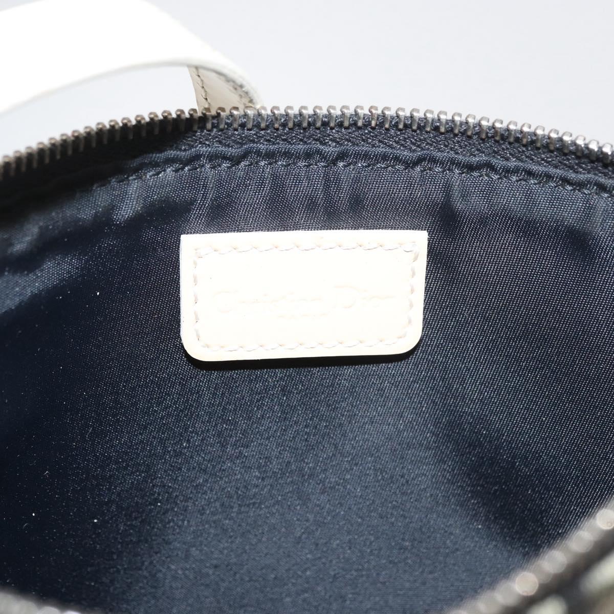 Christian Dior Trotter Canvas Saddle Pouch PVC Black Silver Auth ep14436