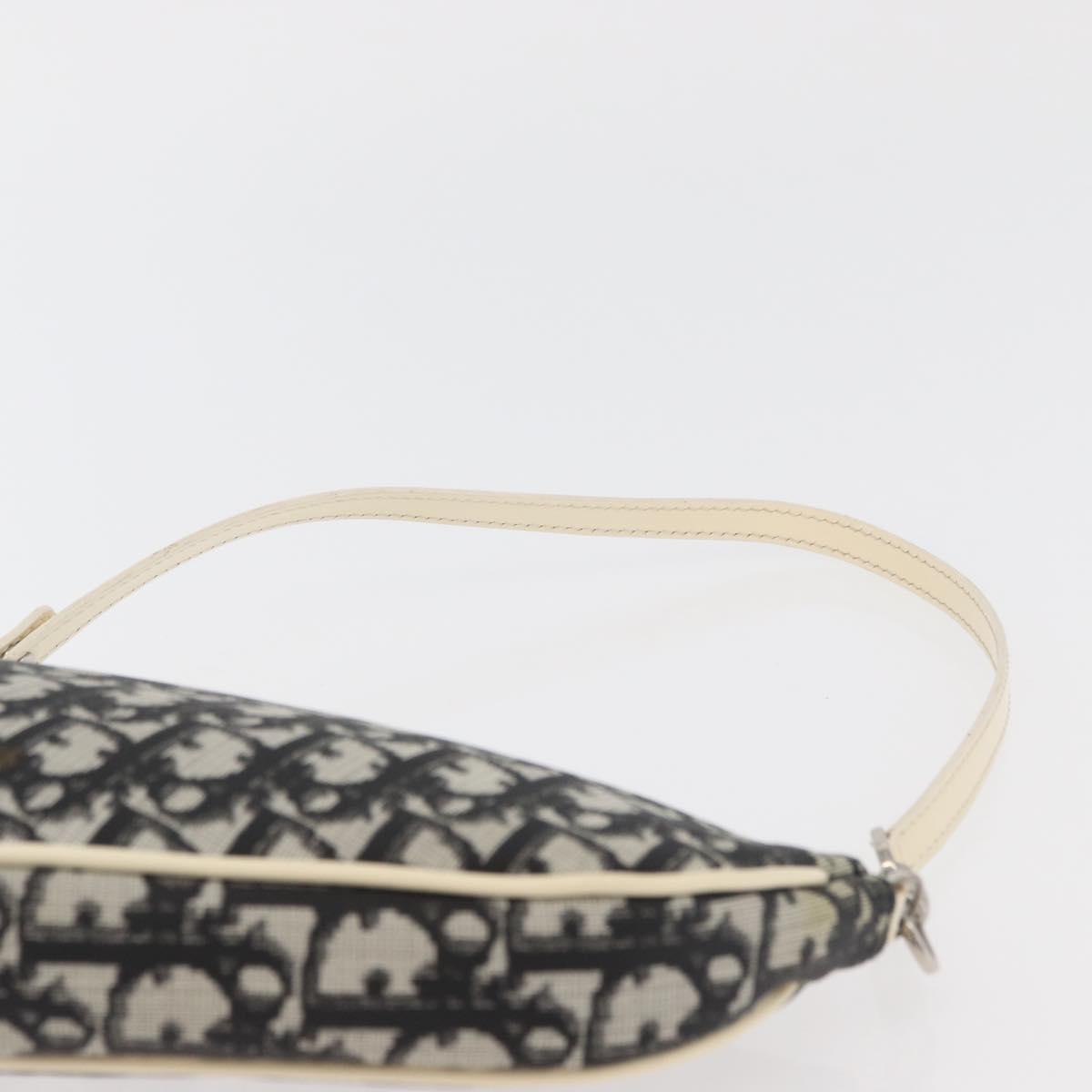 Christian Dior Trotter Canvas Saddle Pouch PVC Black Silver Auth ep14436