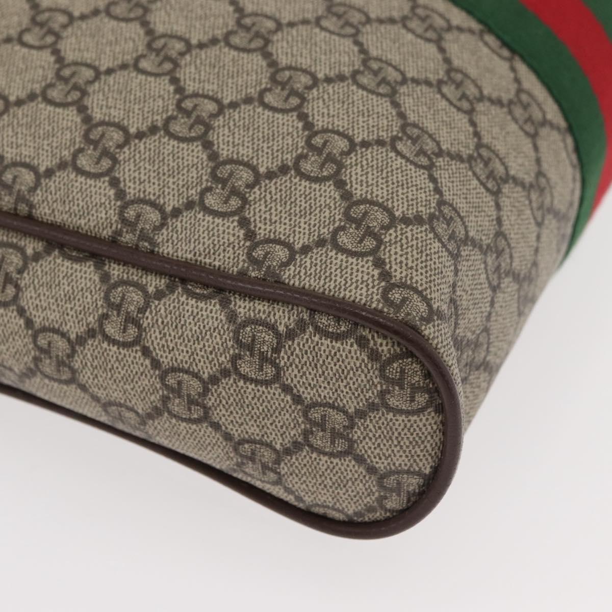GUCCI GG Supreme Web Sherry Line Bag PVC Beige Gold 547934 Auth ep14440A