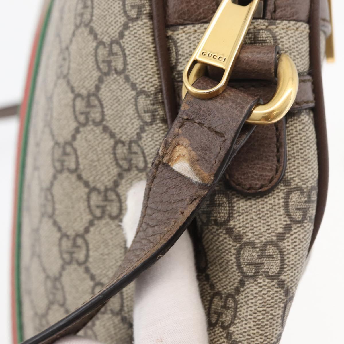 GUCCI GG Supreme Web Sherry Line Bag PVC Beige Gold 547934 Auth ep14440A