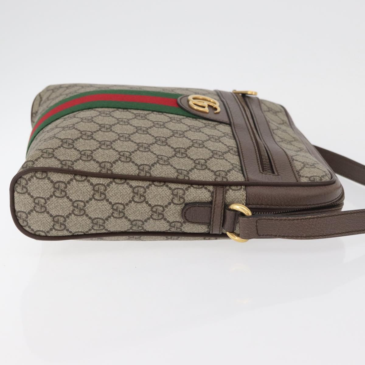GUCCI GG Supreme Web Sherry Line Bag PVC Beige Gold 547934 Auth ep14440A