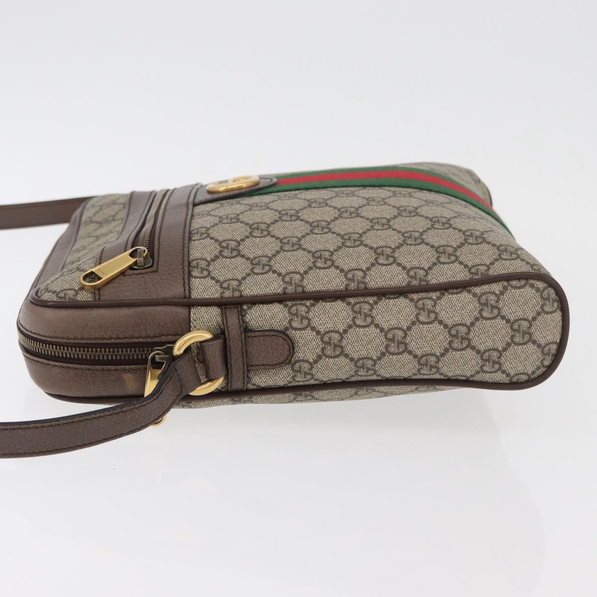GUCCI GG Supreme Web Sherry Line Bag PVC Beige Gold 547934 Auth ep14440A