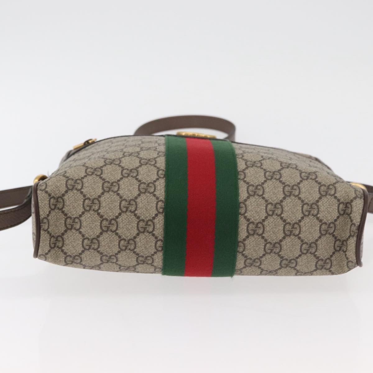 GUCCI GG Supreme Web Sherry Line Bag PVC Beige Gold 547934 Auth ep14440A