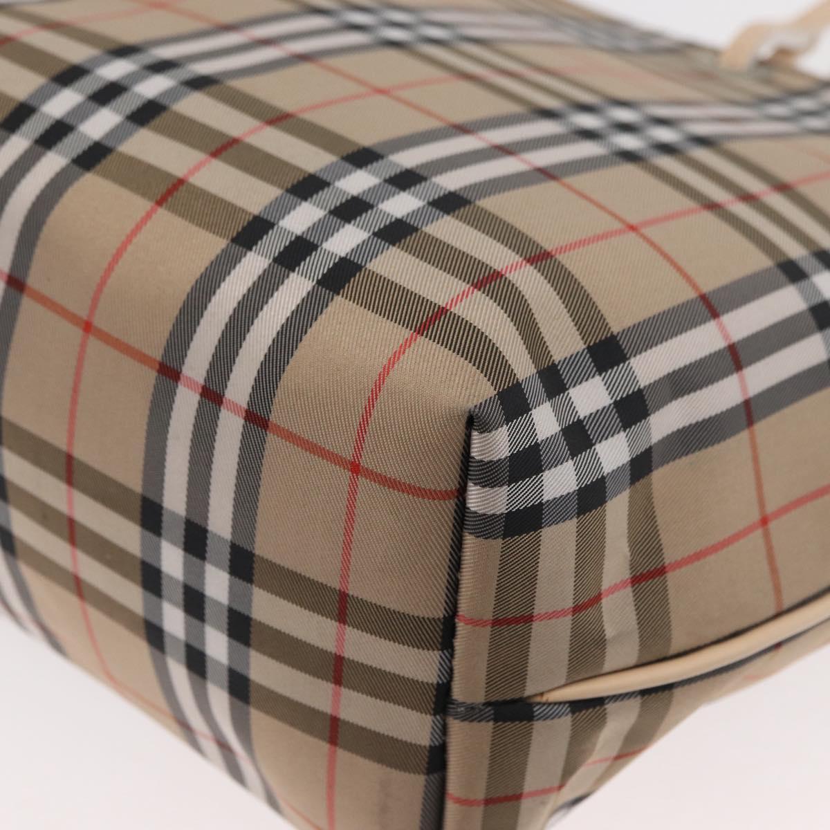 BURBERRY Nova Check Hand Bag Nylon Beige Silver Auth ep14441A
