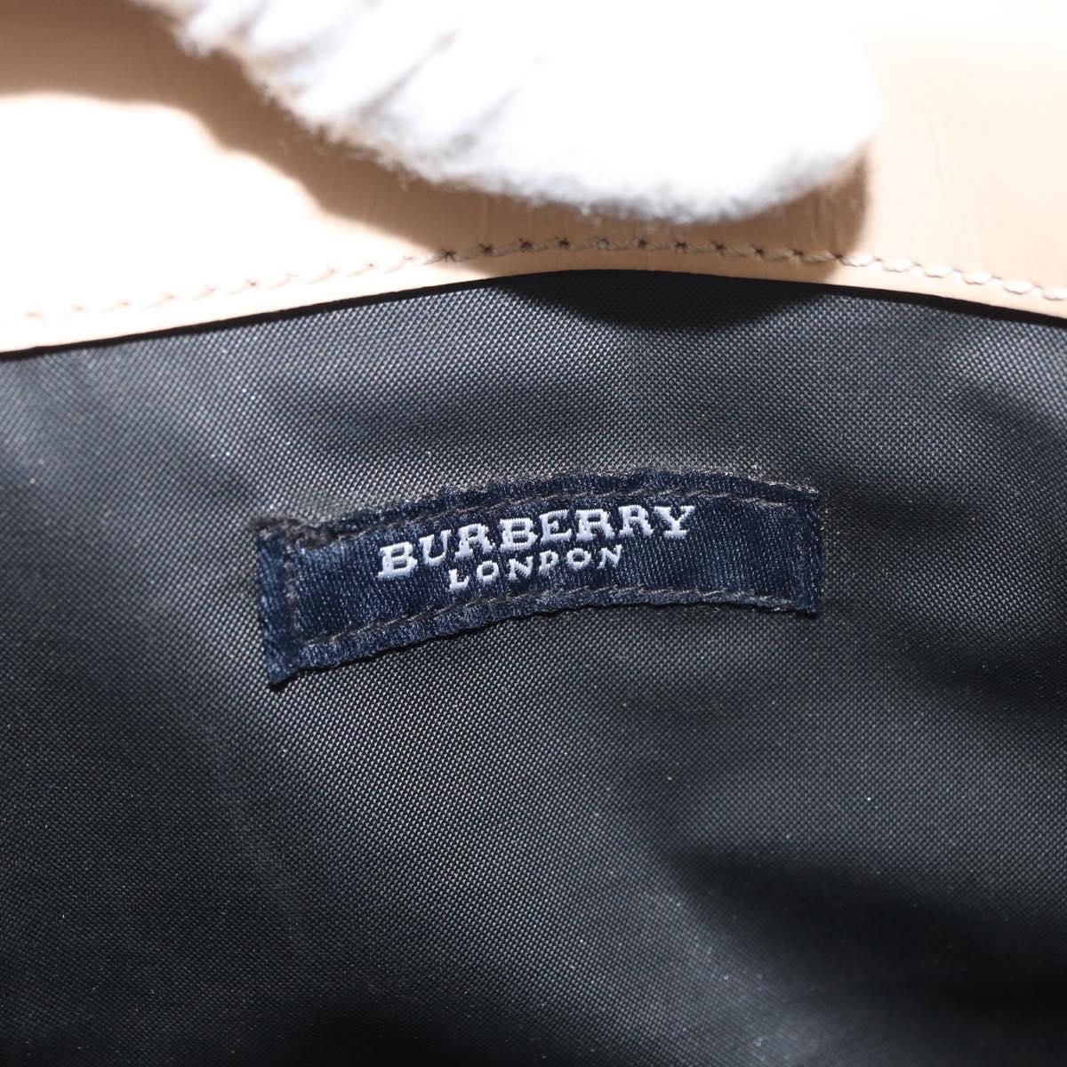 BURBERRY Nova Check Hand Bag Nylon Beige Silver Auth ep14441A