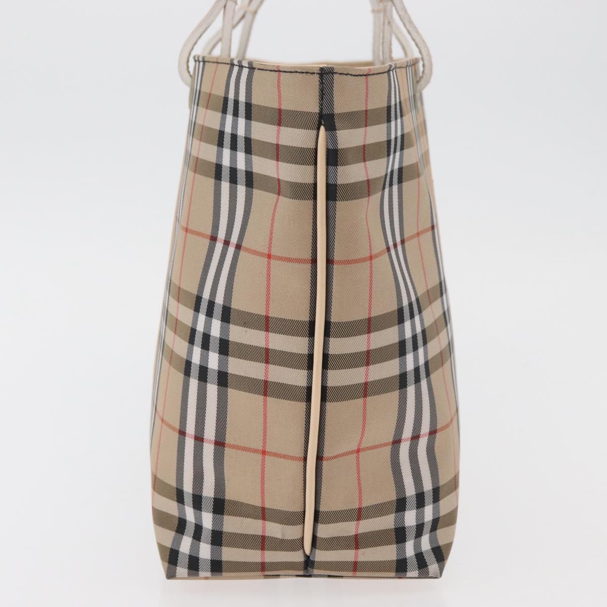 BURBERRY Nova Check Hand Bag Nylon Beige Silver Auth ep14441A