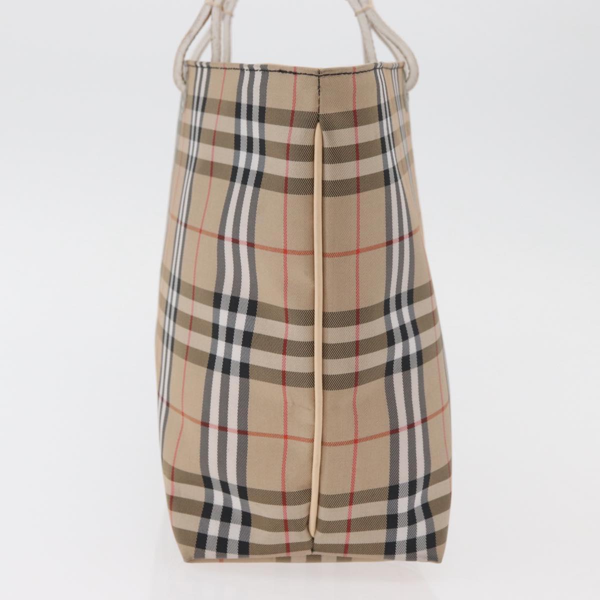 BURBERRY Nova Check Hand Bag Nylon Beige Silver Auth ep14441A