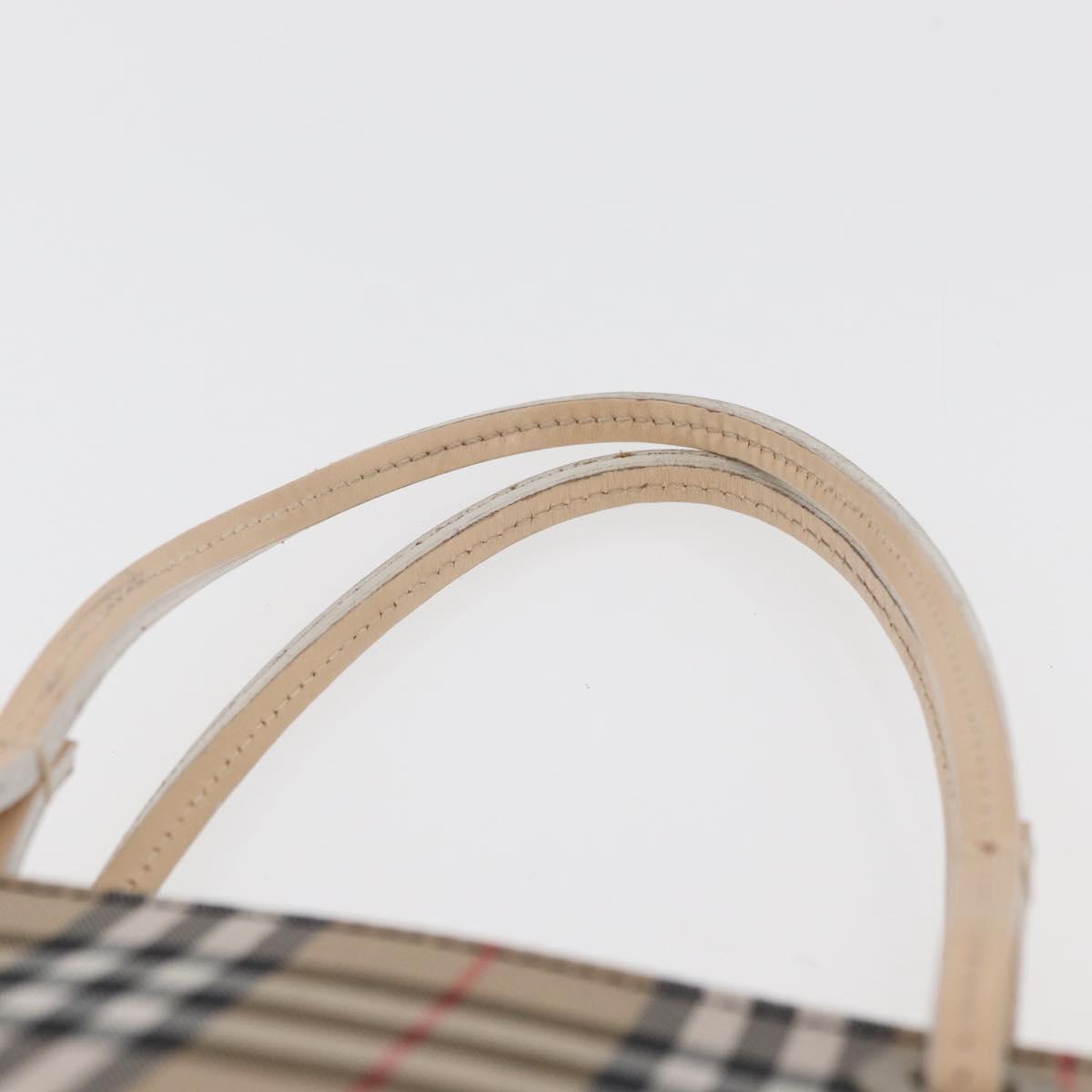 BURBERRY Nova Check Hand Bag Nylon Beige Silver Auth ep14441A