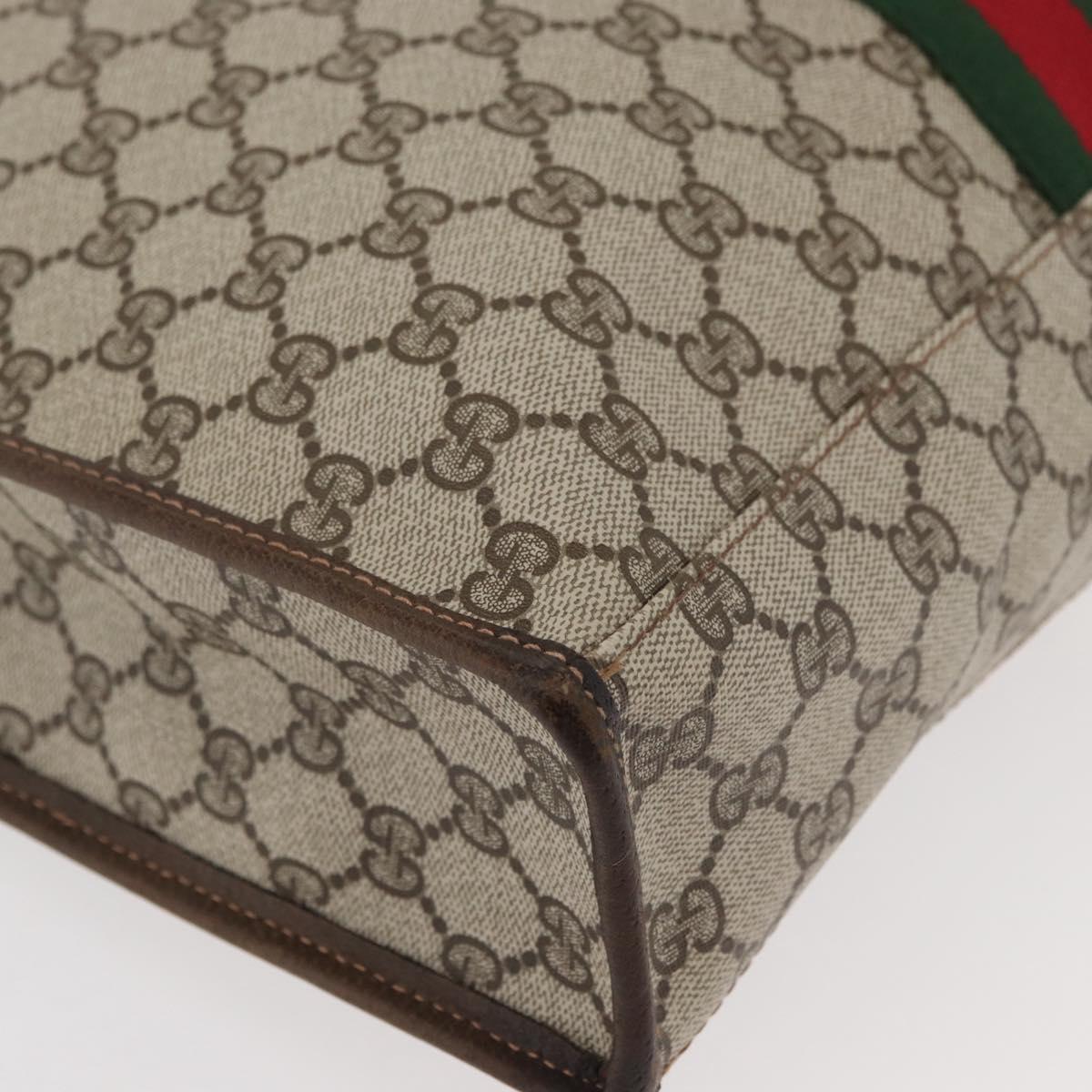 GUCCI GG Supreme Web Sherry Line Tote Bag PVC Beige Gold 010 378 Auth ep14443