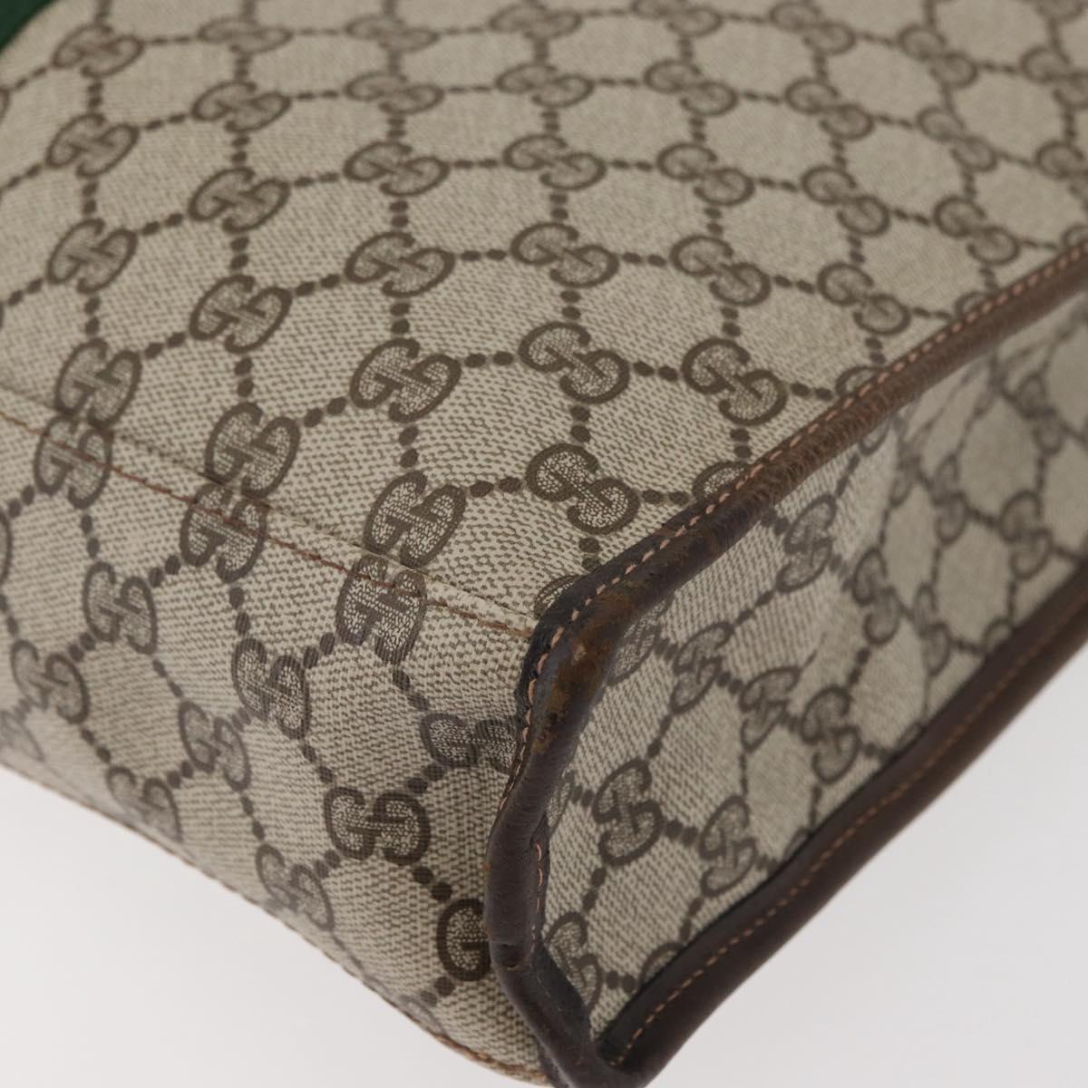 GUCCI GG Supreme Web Sherry Line Tote Bag PVC Beige Gold 010 378 Auth ep14443