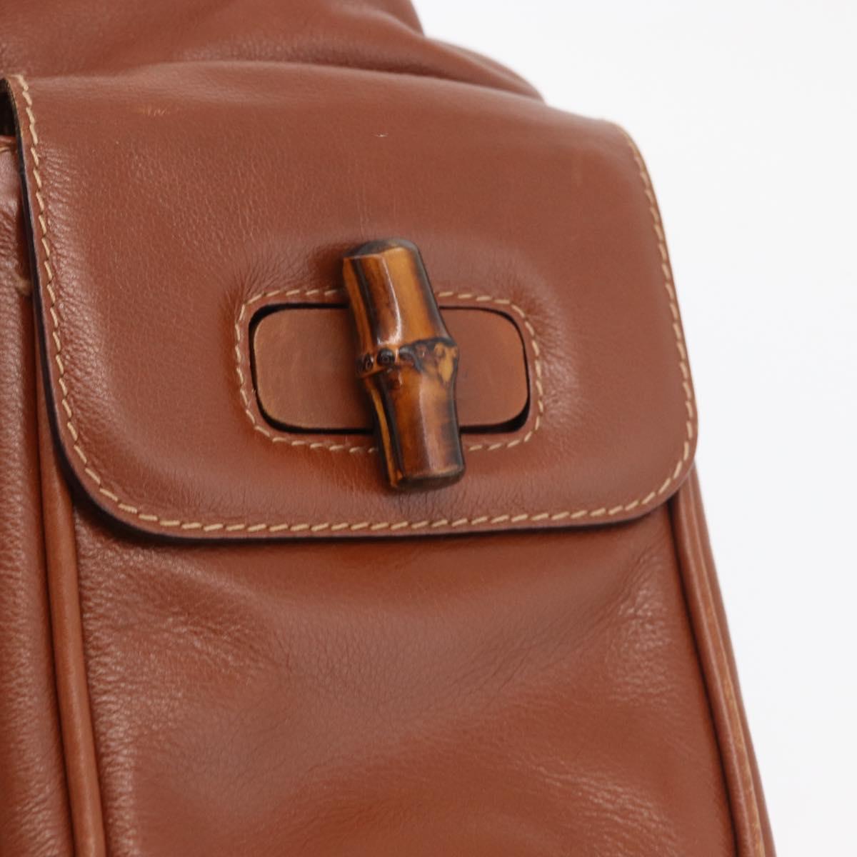 GUCCI Bamboo Backpack Leather Brown Gold 003 2058 0016 Auth ep14447