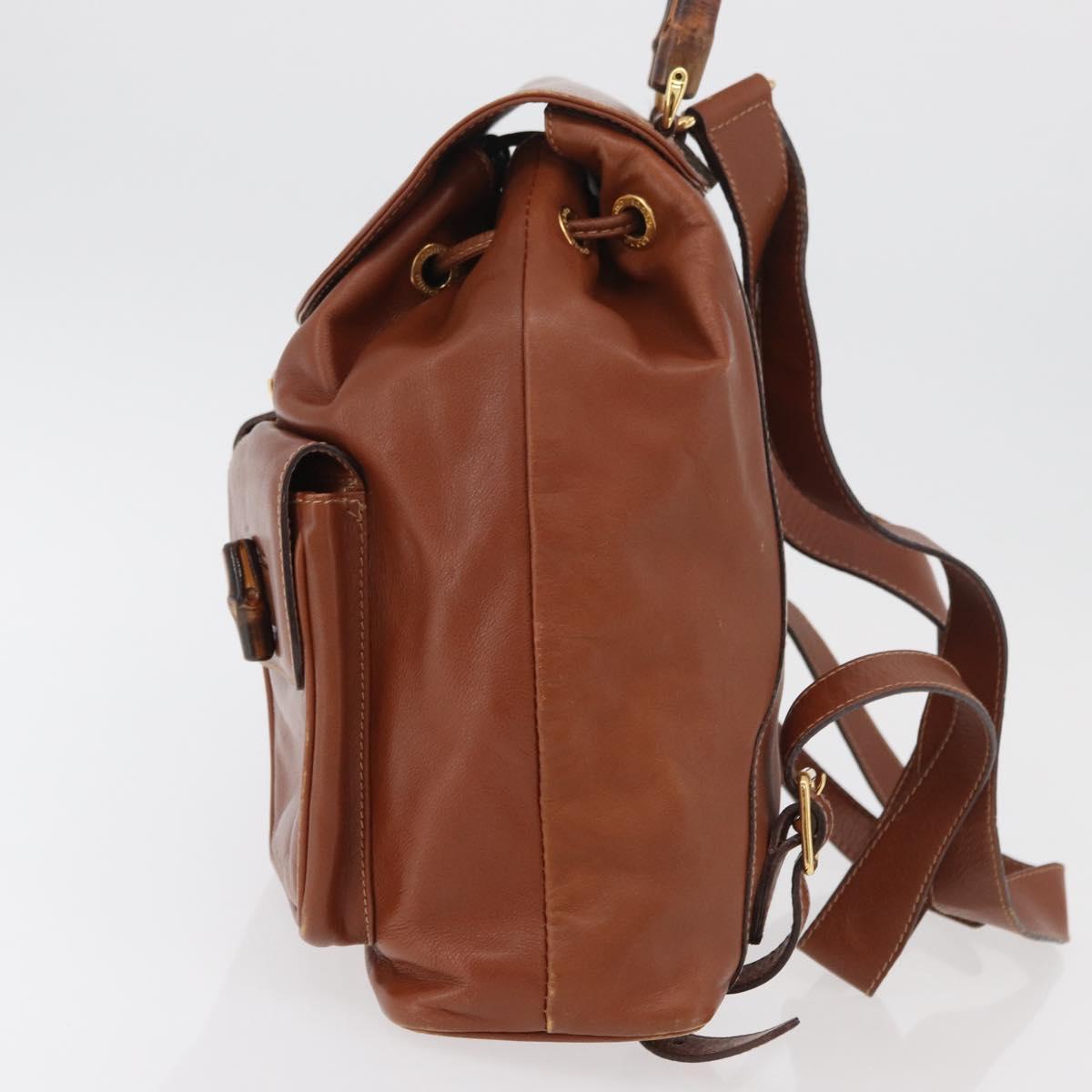 GUCCI Bamboo Backpack Leather Brown Gold 003 2058 0016 Auth ep14447