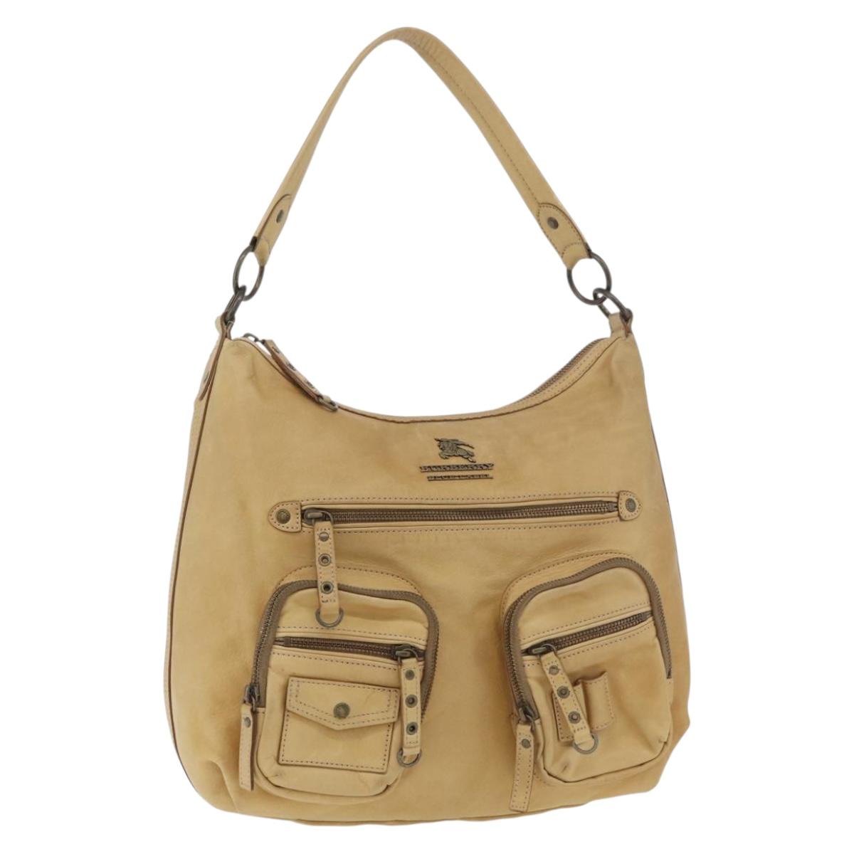 BURBERRY Blue Label Shoulder Bag Leather Beige Auth ep14455