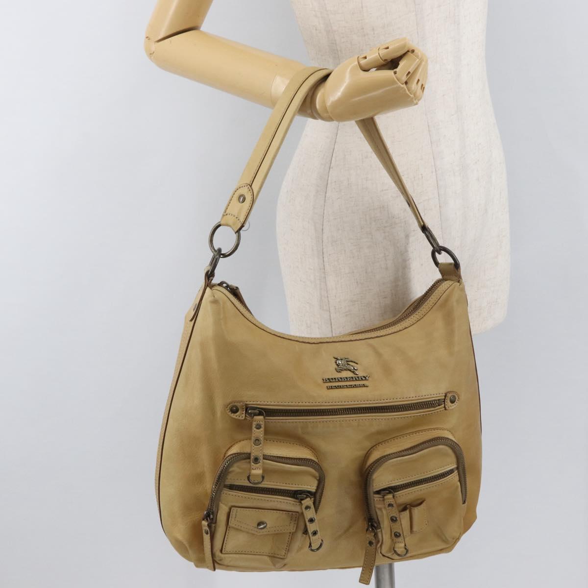 BURBERRY Blue Label Shoulder Bag Leather Beige Auth ep14455
