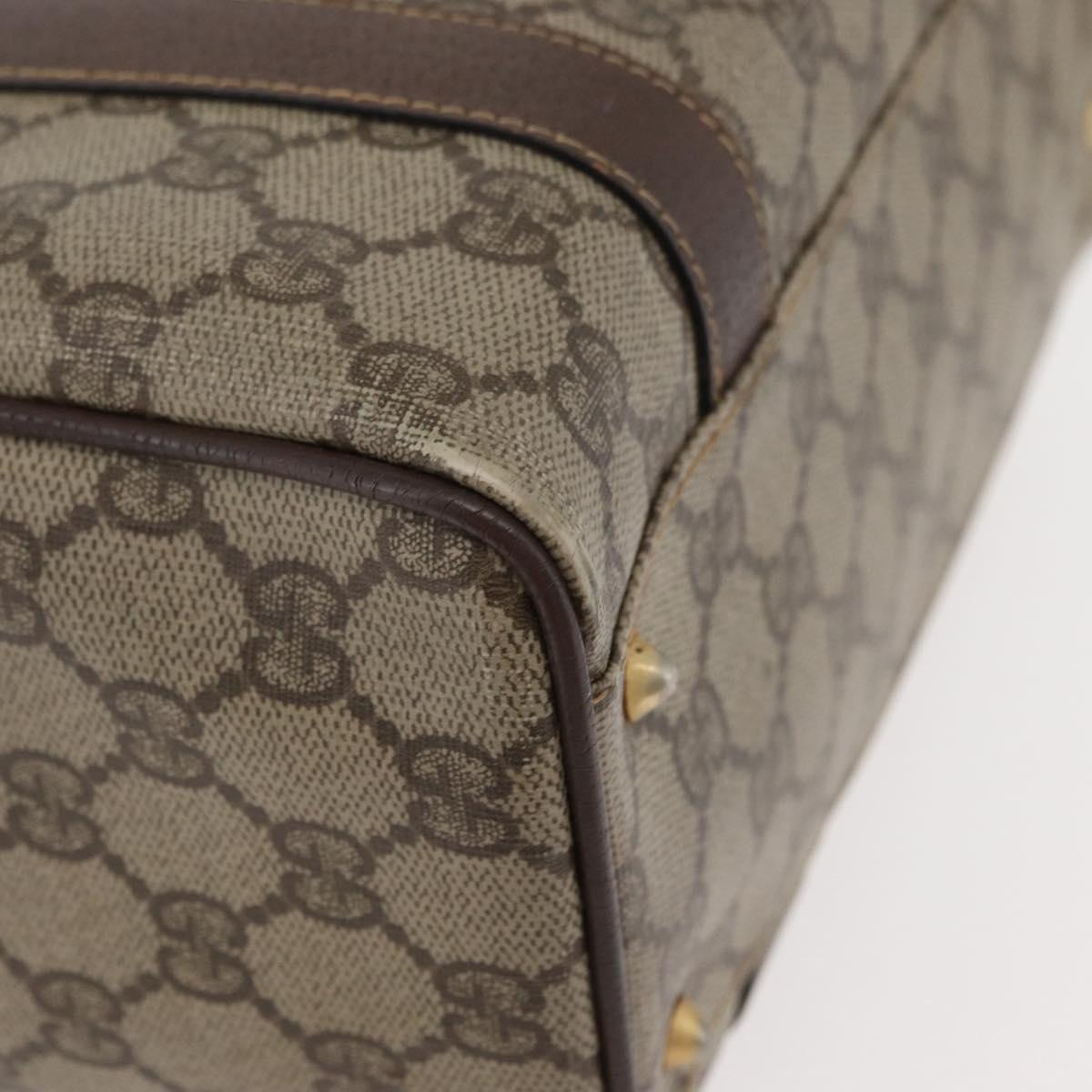GUCCI GG Supreme Web Sherry Line Boston Bag PVC Beige Gold Auth ep14457