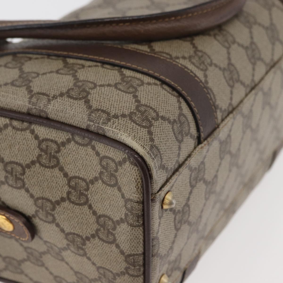 GUCCI GG Supreme Web Sherry Line Boston Bag PVC Beige Gold Auth ep14457