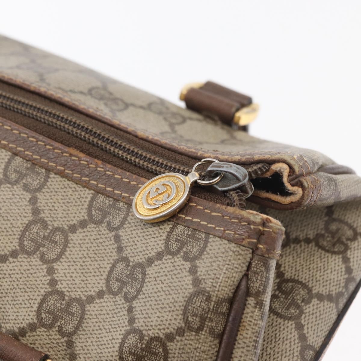 GUCCI GG Supreme Web Sherry Line Boston Bag PVC Beige Gold Auth ep14457