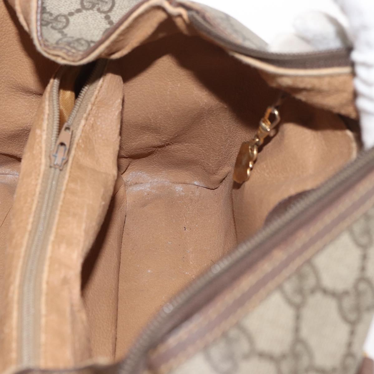 GUCCI GG Supreme Web Sherry Line Boston Bag PVC Beige Gold Auth ep14457