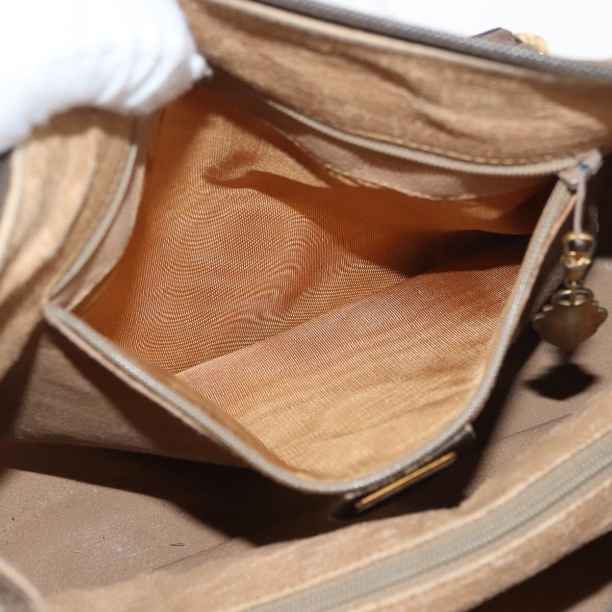 GUCCI GG Supreme Web Sherry Line Boston Bag PVC Beige Gold Auth ep14457