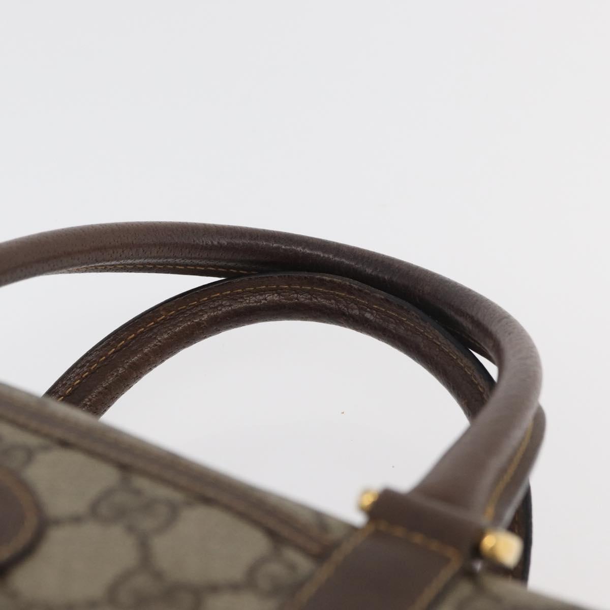 GUCCI GG Supreme Web Sherry Line Boston Bag PVC Beige Gold Auth ep14457