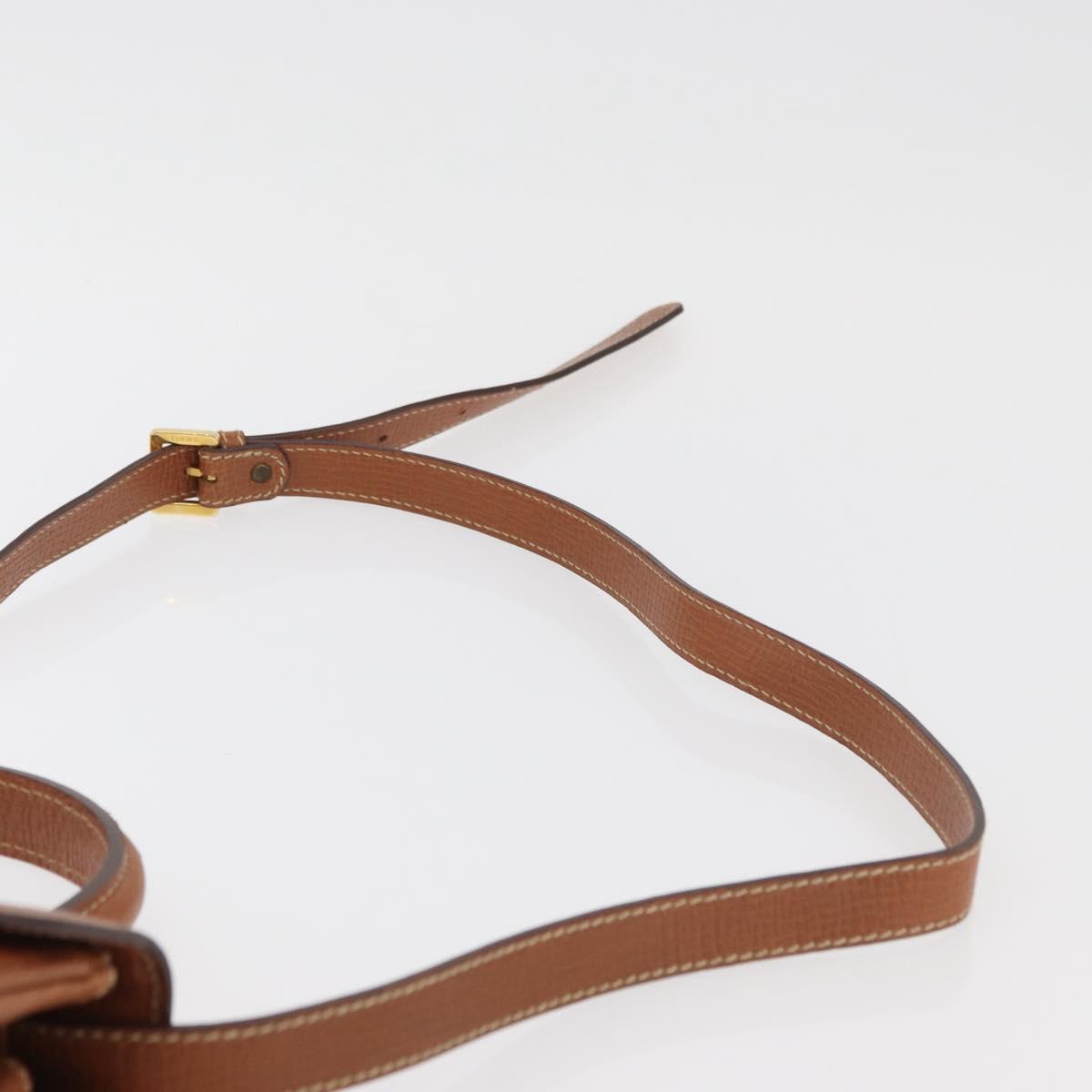 LOEWE Hand Bag Leather 2way Brown Gold Auth ep14461