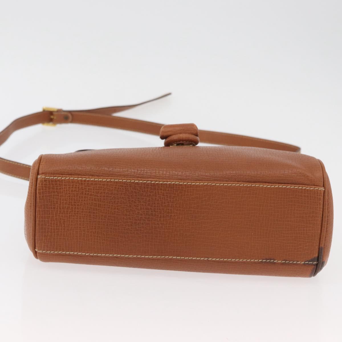 LOEWE Hand Bag Leather 2way Brown Gold Auth ep14461