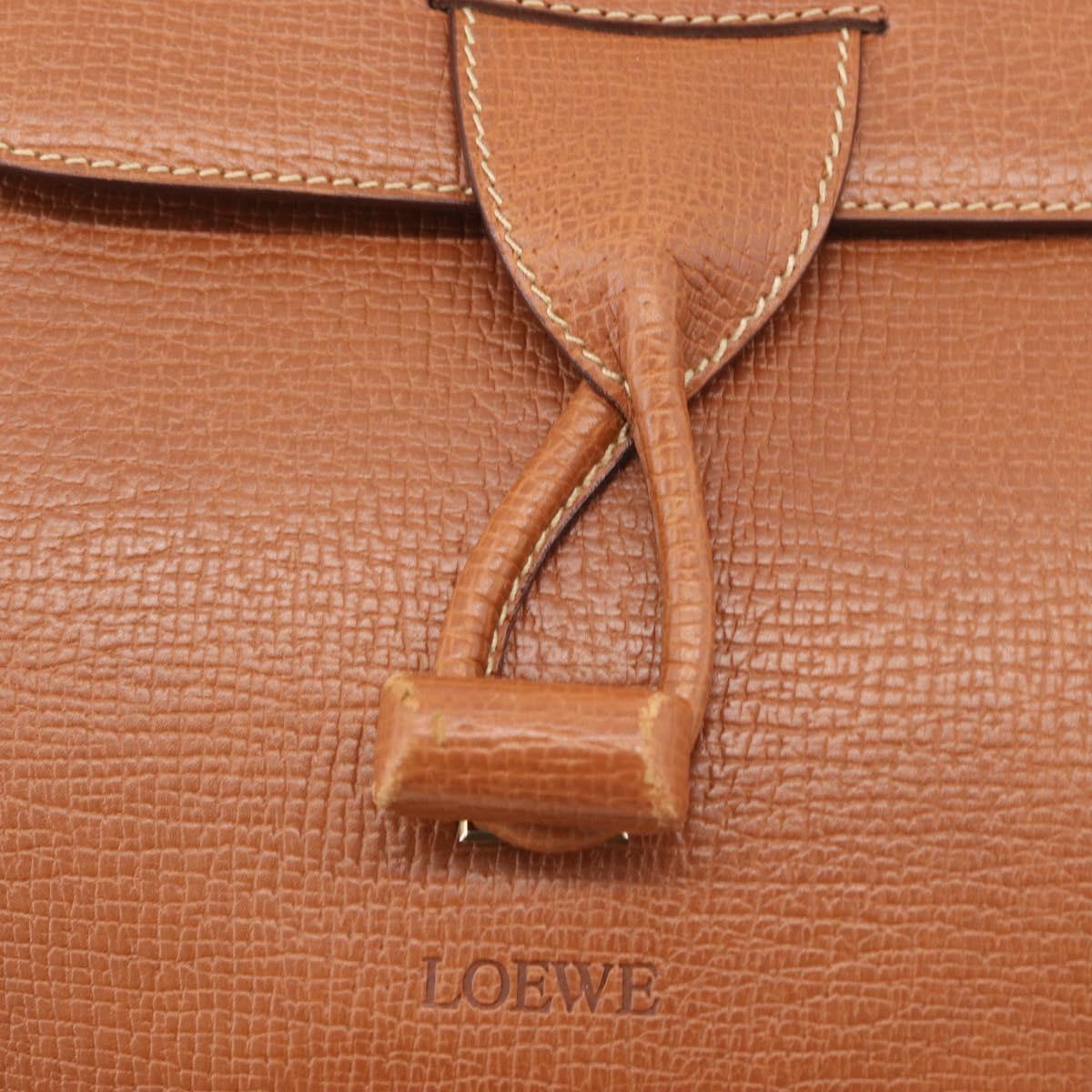 LOEWE Hand Bag Leather 2way Brown Gold Auth ep14461