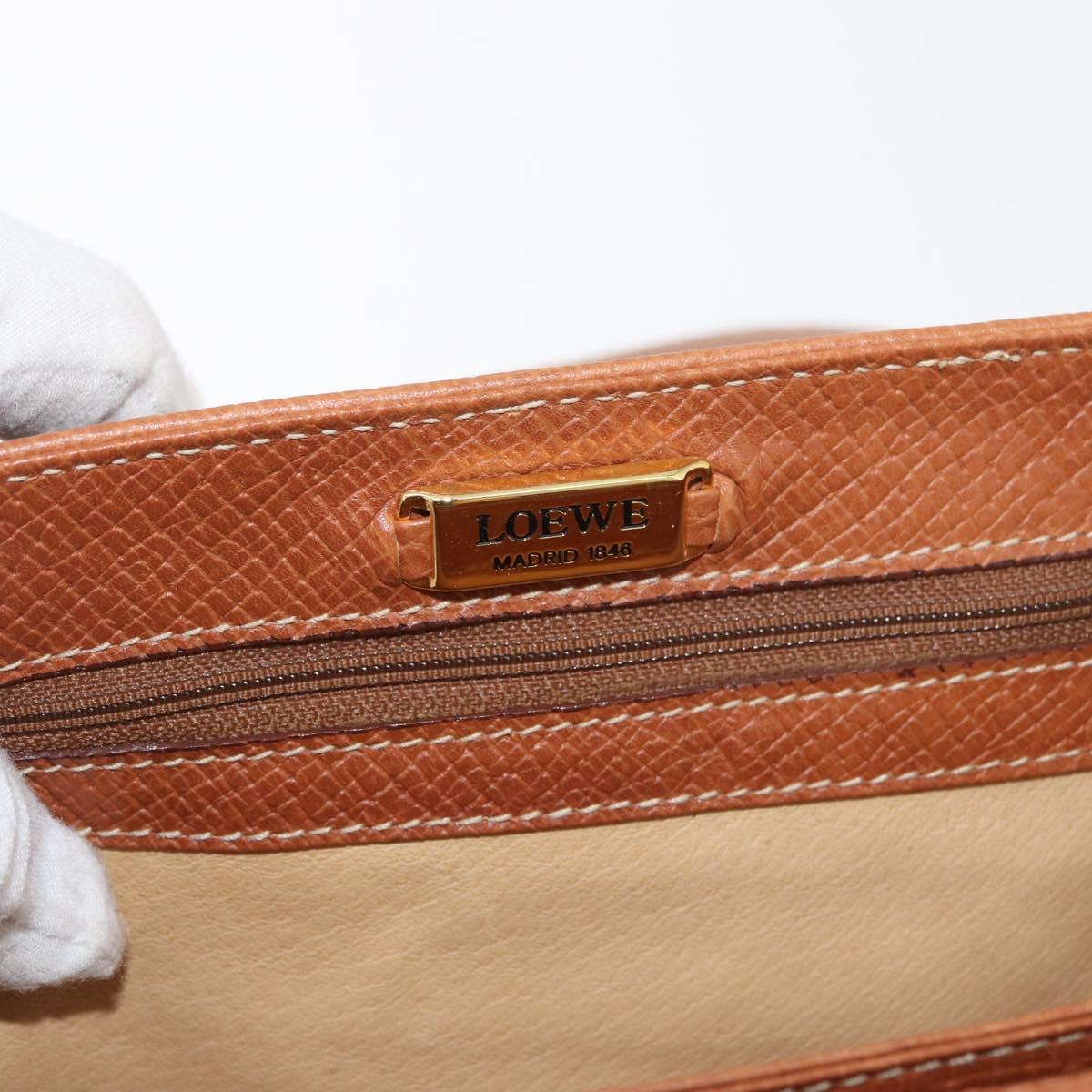 LOEWE Hand Bag Leather 2way Brown Gold Auth ep14461