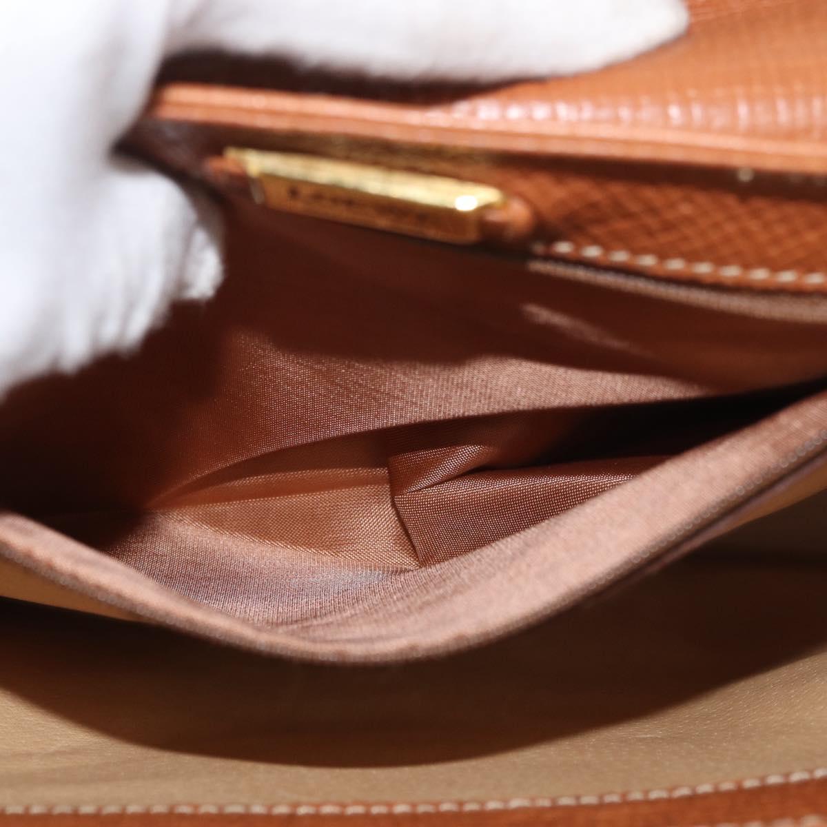 LOEWE Hand Bag Leather 2way Brown Gold Auth ep14461
