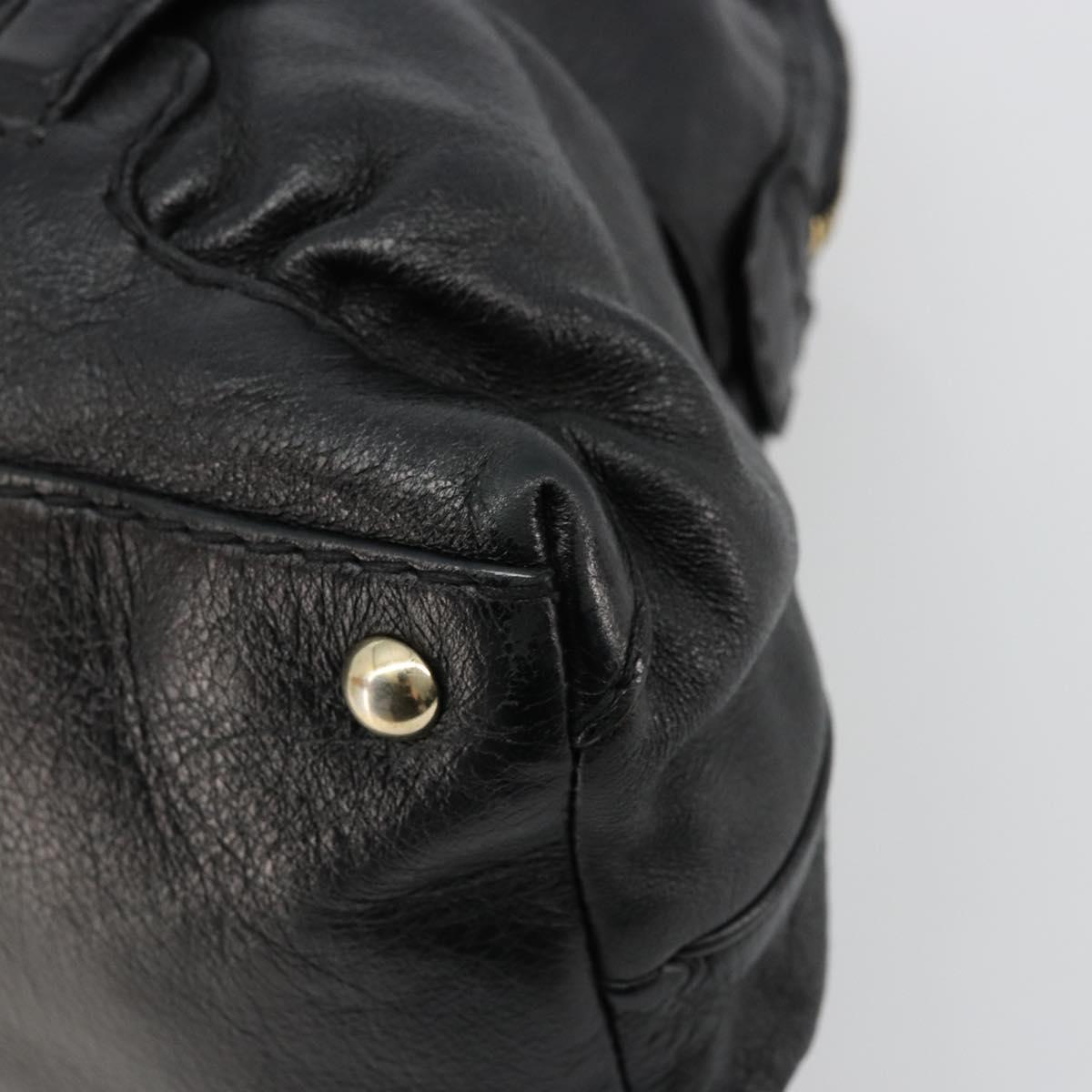 GUCCI Horsebit Hand Bag Leather Black Gold 189890 Auth ep14463