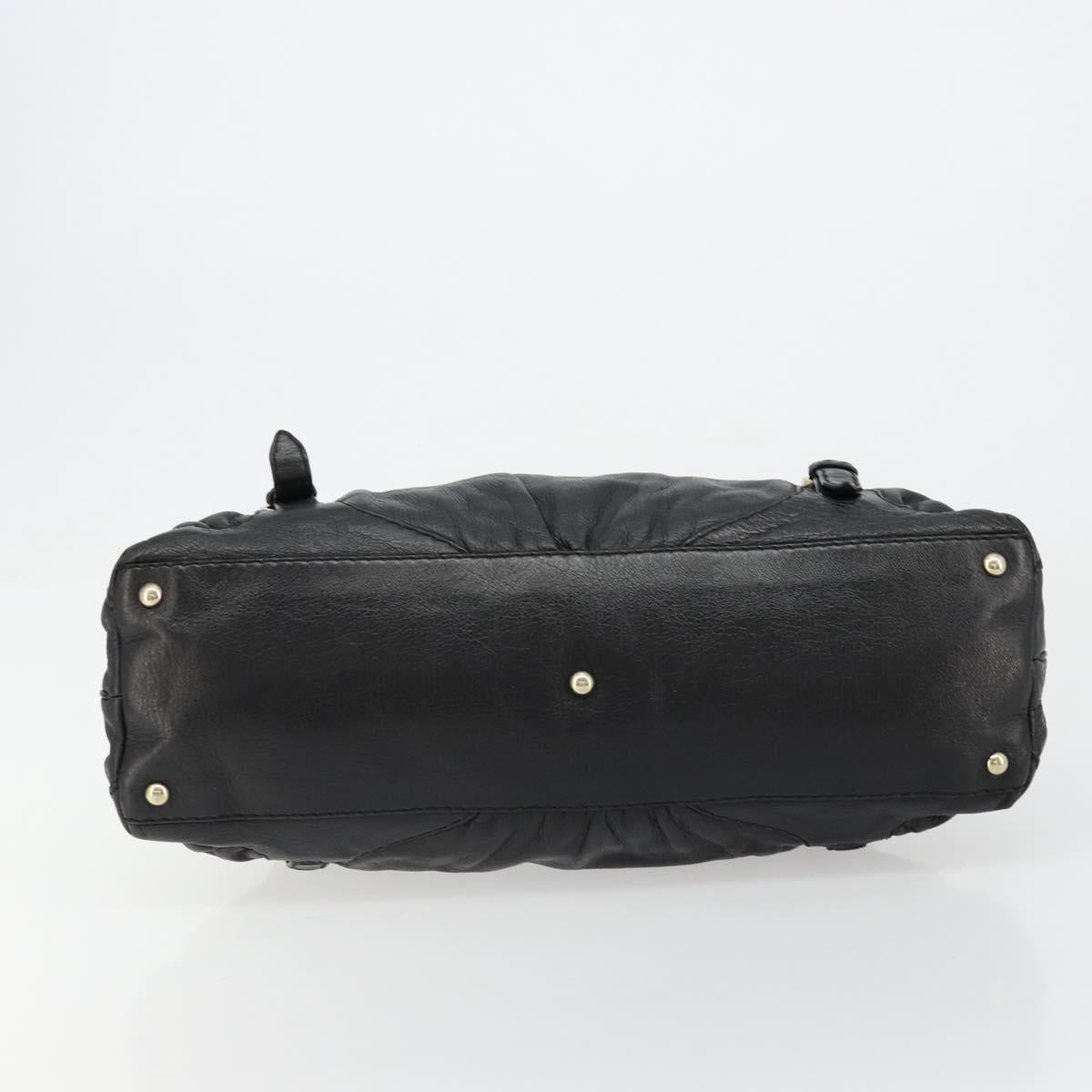 GUCCI Horsebit Hand Bag Leather Black Gold 189890 Auth ep14463