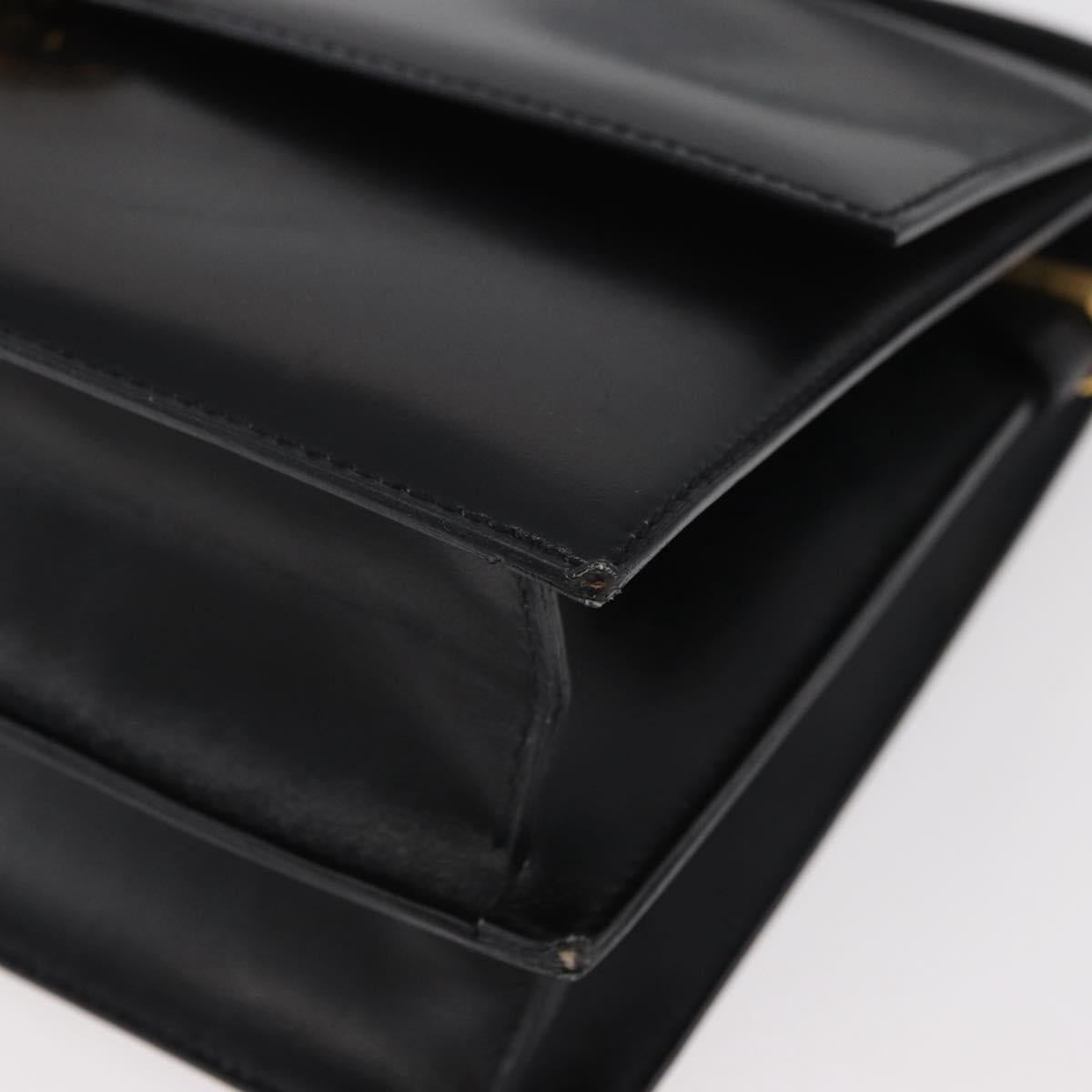 CELINE Shoulder Bag Leather Black Gold Auth ep14468V