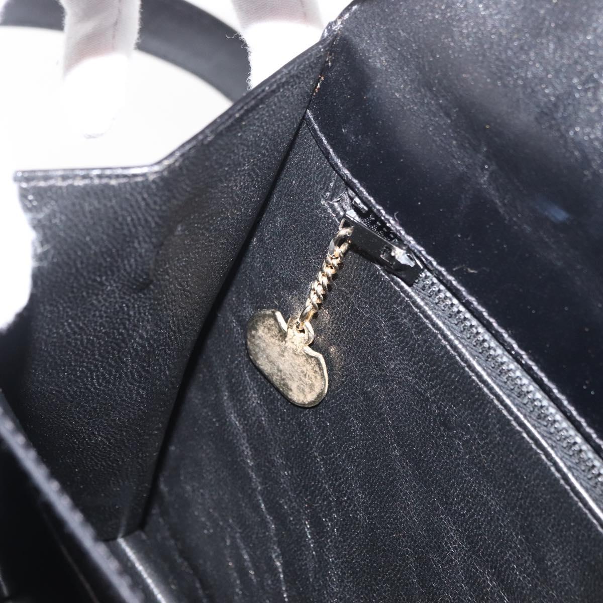 CELINE Shoulder Bag Leather Black Gold Auth ep14468V
