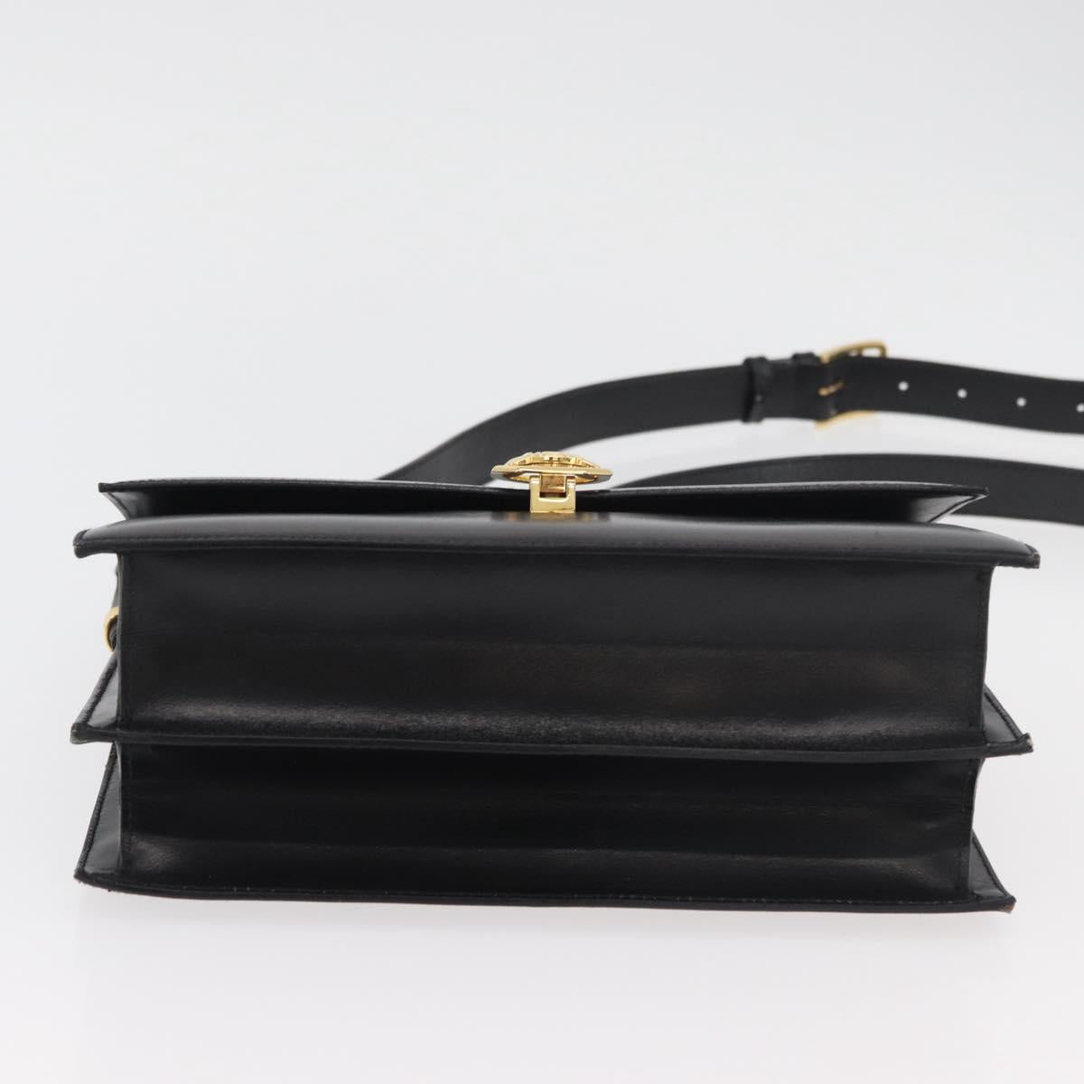 CELINE Shoulder Bag Leather Black Gold Auth ep14468V