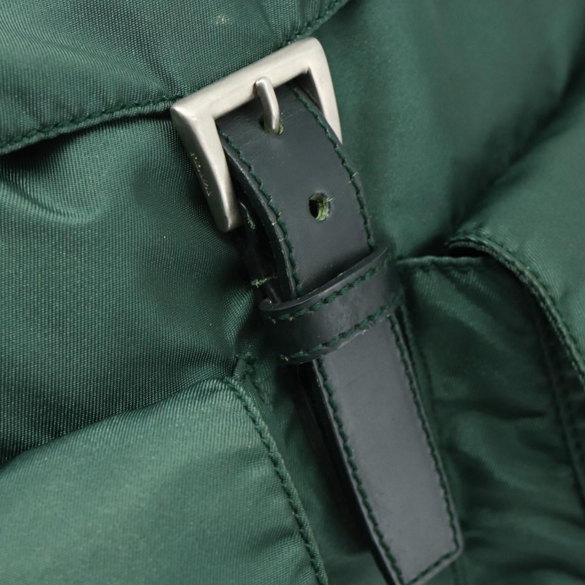 PRADA Backpack Nylon Green Silver Auth ep14472A