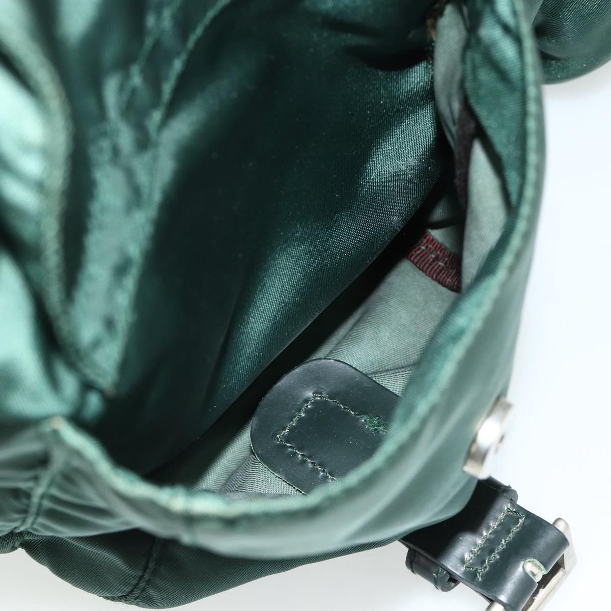 PRADA Backpack Nylon Green Silver Auth ep14472A