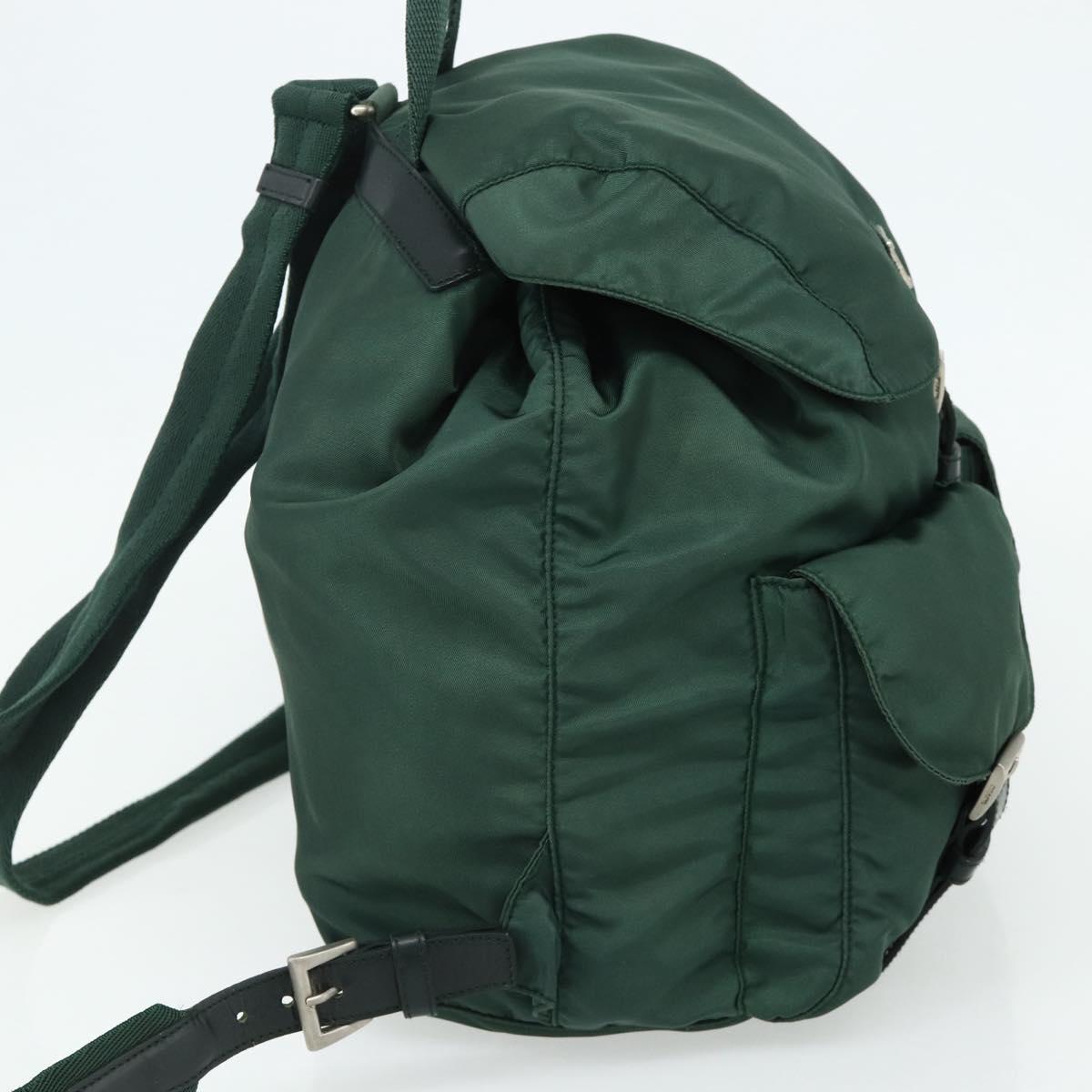 PRADA Backpack Nylon Green Silver Auth ep14472A
