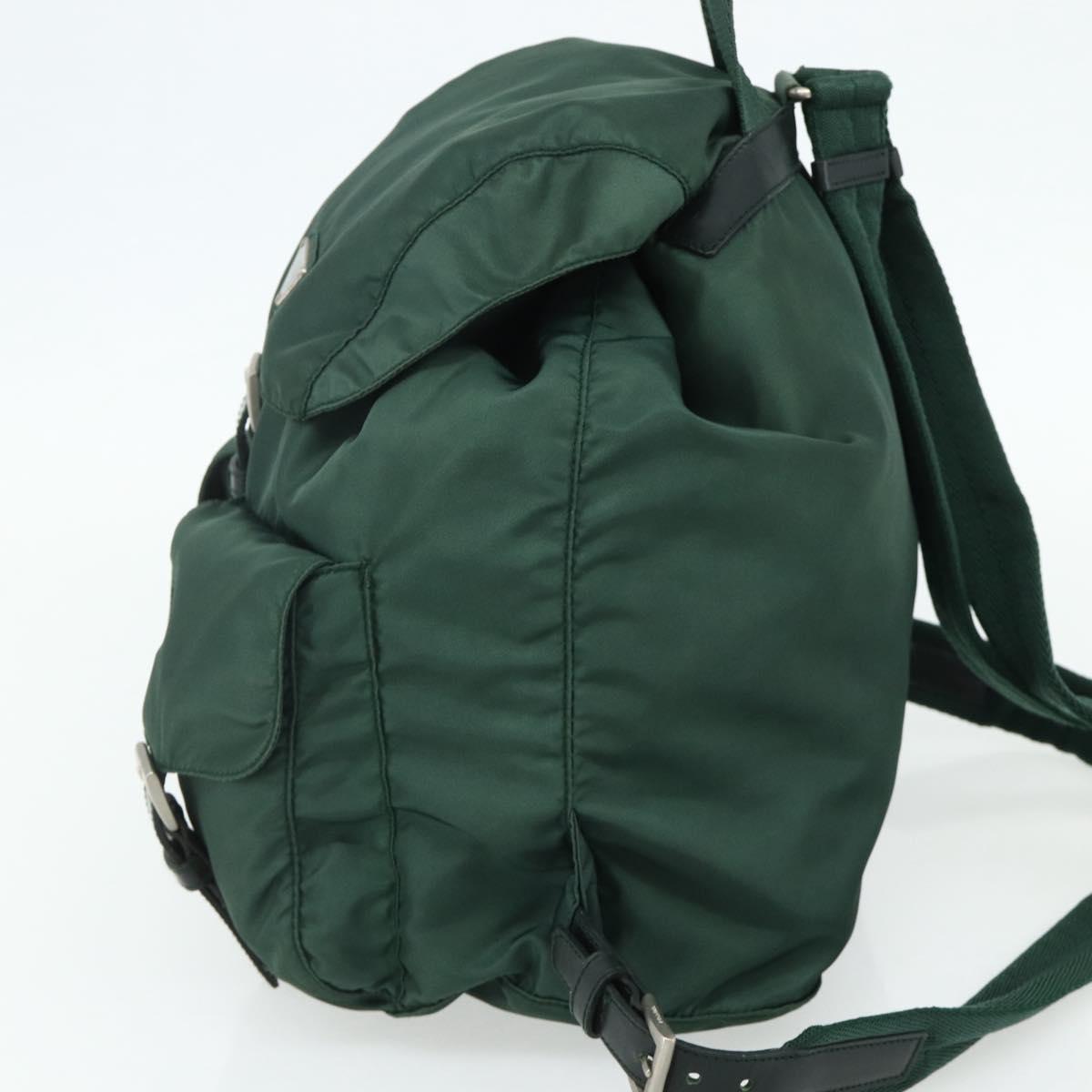 PRADA Backpack Nylon Green Silver Auth ep14472A