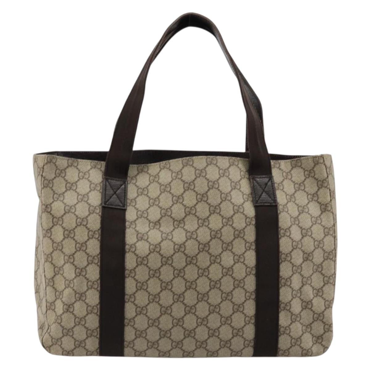 GUCCI GG Supreme Tote Bag PVC Beige Auth ep14474