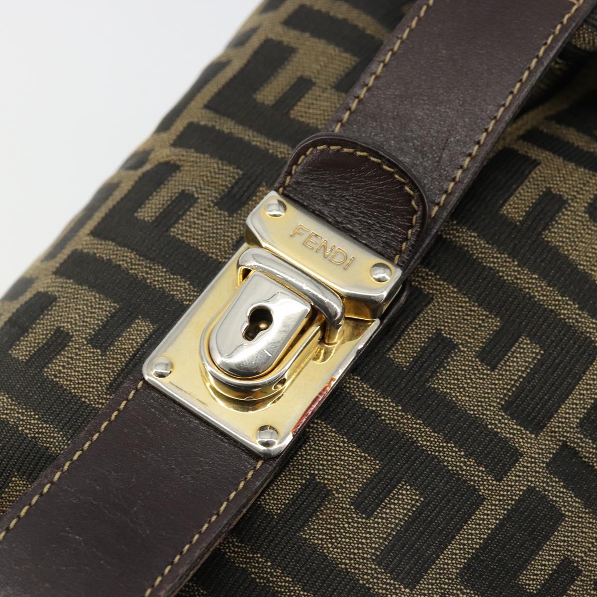 FENDI Zucca Canvas Vanity Hand Bag Black Brown Auth ep14493